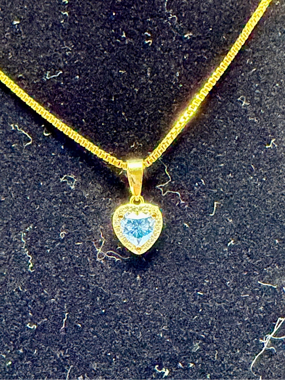 Rare Blue Moissanite Heart Pendant Necklace in Gold Over 925 SS - Picture 5 of 7